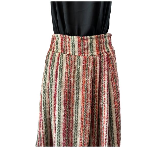 American Vintage high waisted pleated boucle striped midi skirt size small - Picture 5 of 16